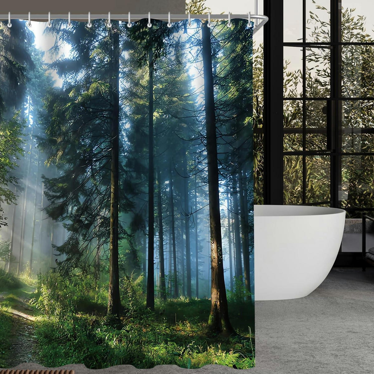 DUSCHVORHANG Sunshine Forest 150 x 180 cm - Multicolor, Textil (150/180cm)
