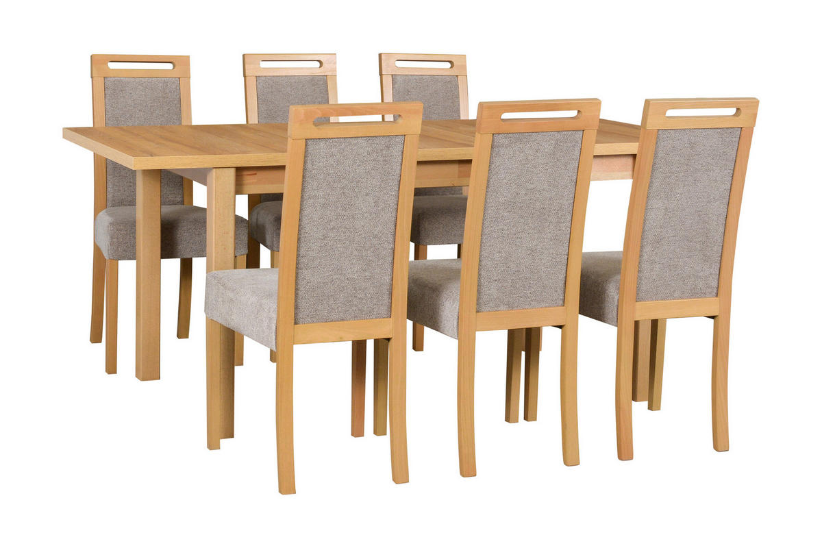 ESSTISCH Modena 1, 140-180/80 cm, grandson - Birkefarben, Holz (80/140/78cm) - Leaf Design