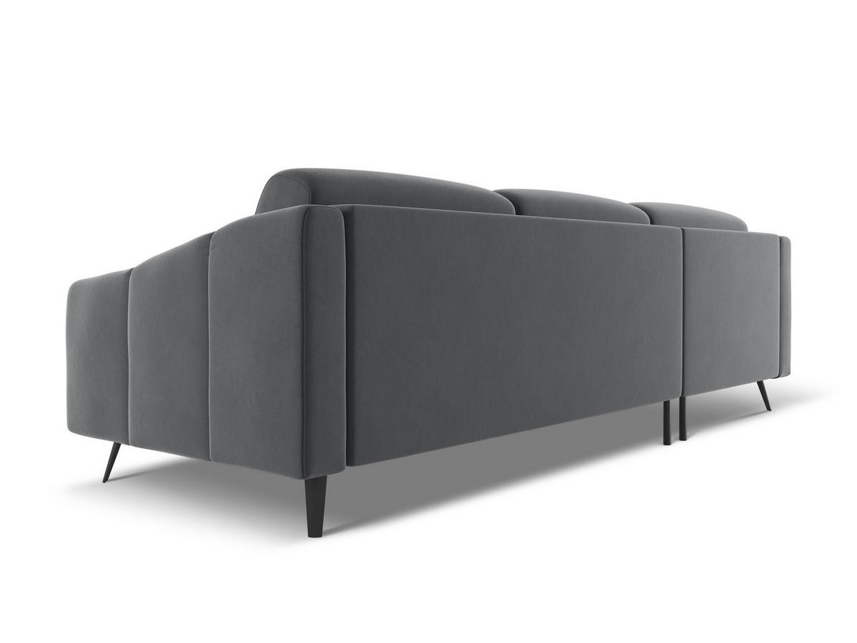ECKSOFA Links Samt Stoff Grau - Dunkelgrau/Schwarz, Textil/Metall (160/264cm) - Makamii