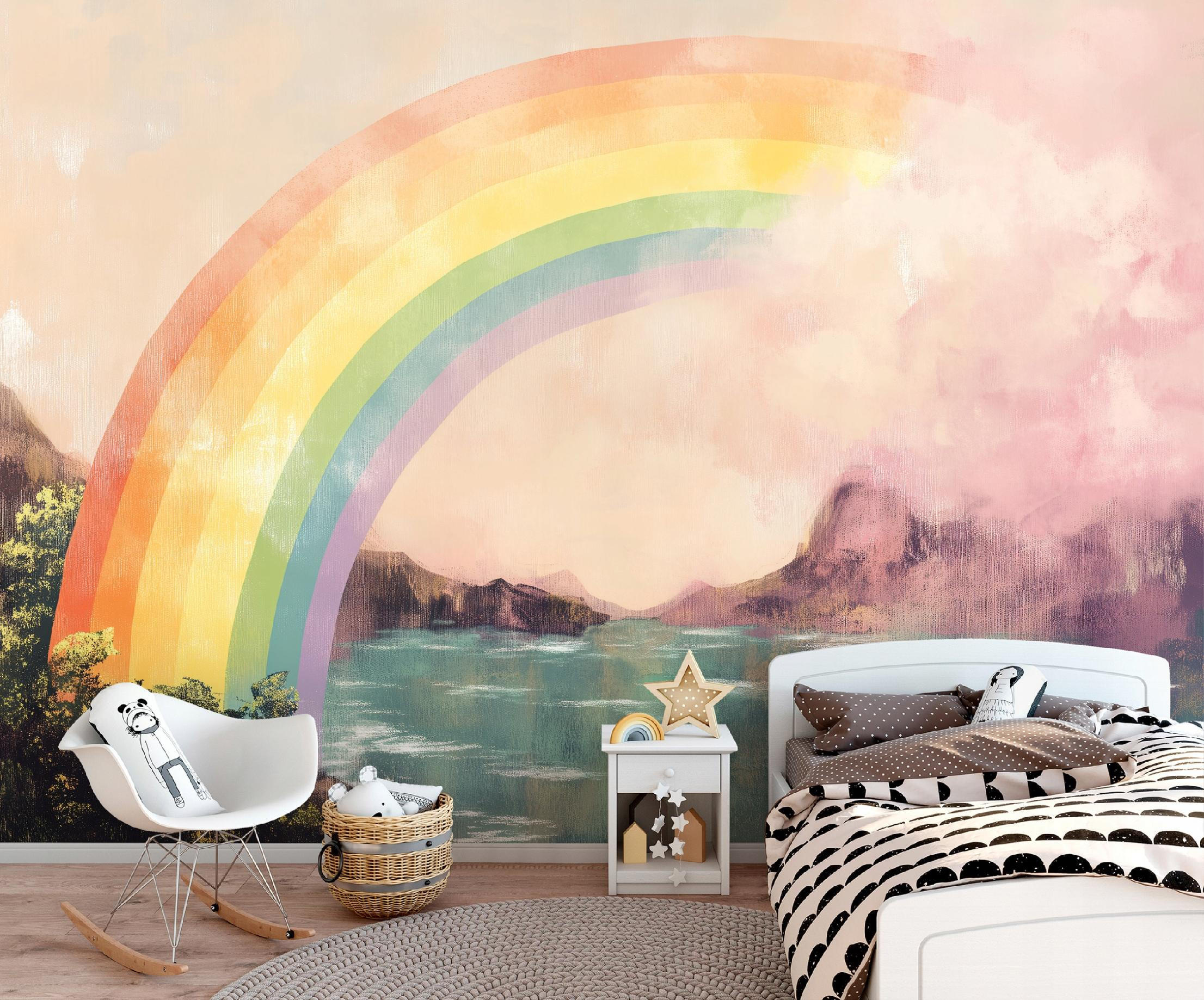 FOTOTAPETE Kinderzimmer Mädchen Regenbogen Vlies Tapete 300x210 - Multicolor, Papier (300/210cm) - Wallarena