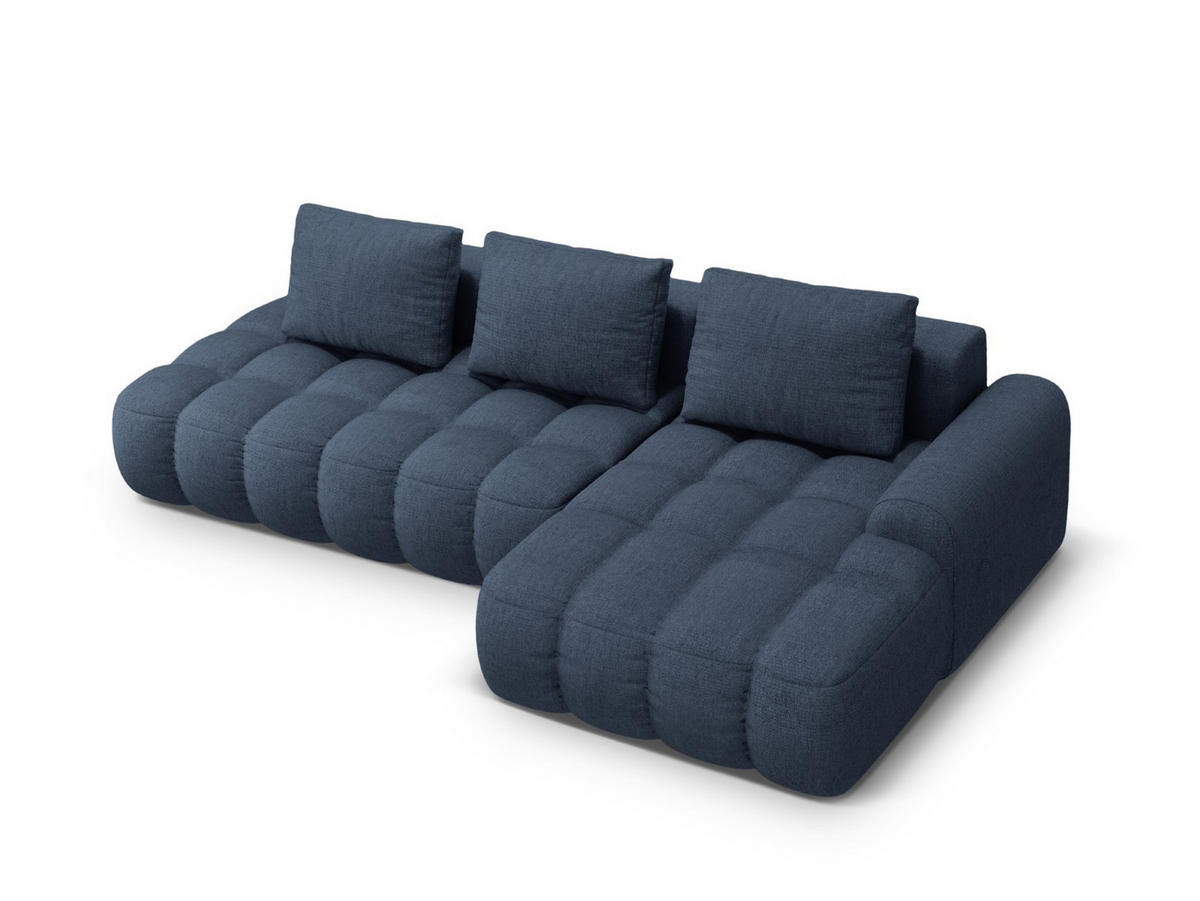 AUSKLAPPBARES-ECKSOFA rechts mit Container Linz aus strukturiertem Stoff dunkelblau 3 Sitzplätze - Dunkelblau, Textil (142/275cm) - Cosmopolitan Design