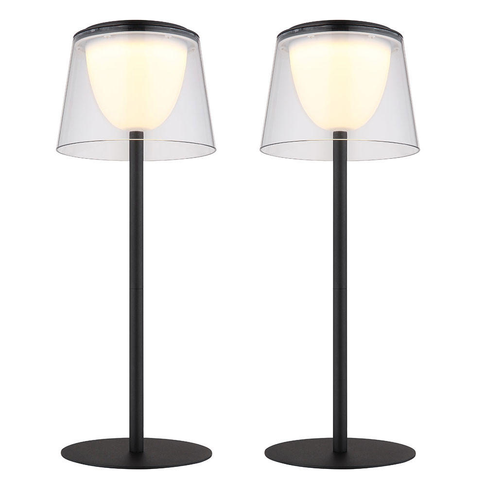 TISCHLEUCHTE MARIAM Metall Schwarz Akku, Touchdimmer, 2er Set - Schwarz, Metall (13/13/34cm) - Globo Lighting