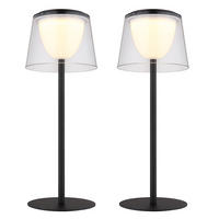 TISCHLEUCHTE MARIAM Metall Schwarz Akku, Touchdimmer, 2er Set - Schwarz, Metall (13/13/34cm) - Globo Lighting