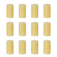 STUMPENKERZE (12er Set) Rustic - Gelb, Paraffin (13cm) - Butlers