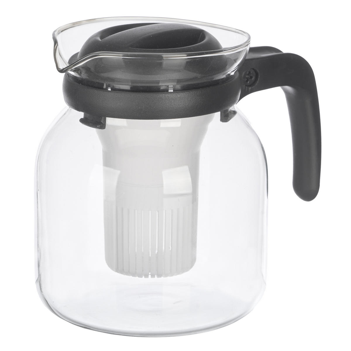 GLASKANNE mit Kaffe- und Teefilter 1,2 l - Schwarz, Glas (1.2L) - Vivalto