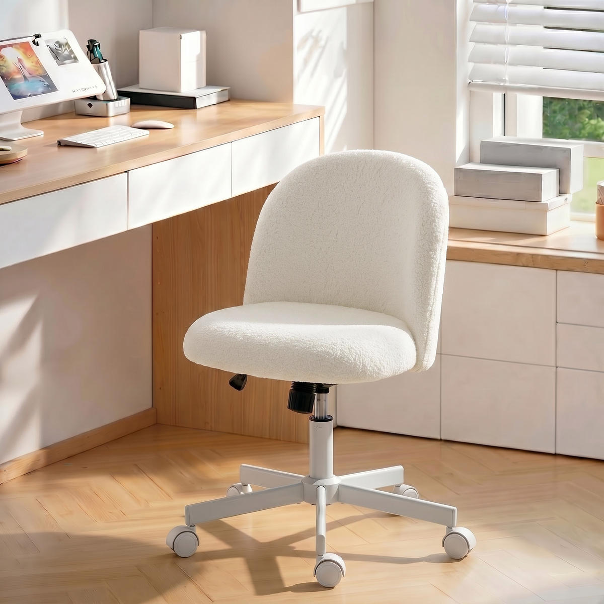 BÜROSTUHL Creme 57.0/50.0/83.0 cm - Creme, Textil (50/83/57cm)