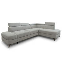 ECKSOFA AVISE Q R-S Hellgrau Boucle-Stoff mit Schlaffunktion - Hellgrau, Holzwerkstoff/Textil (268/195cm) - MASSENO