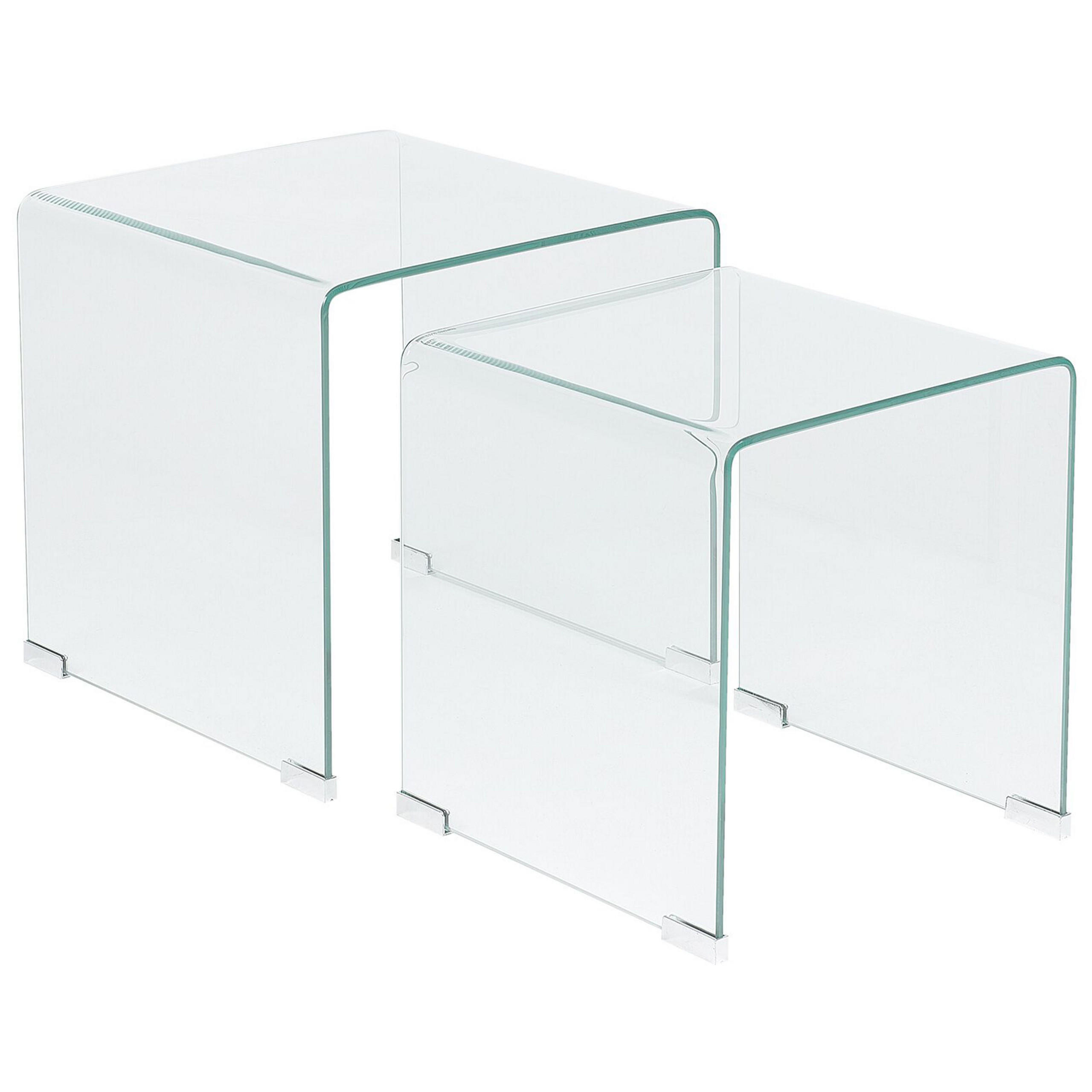 BEISTELLTISCH 2er-Set Rechteckig Transparent Kendall - Transparent, Glas (36/36cm) - Beliani