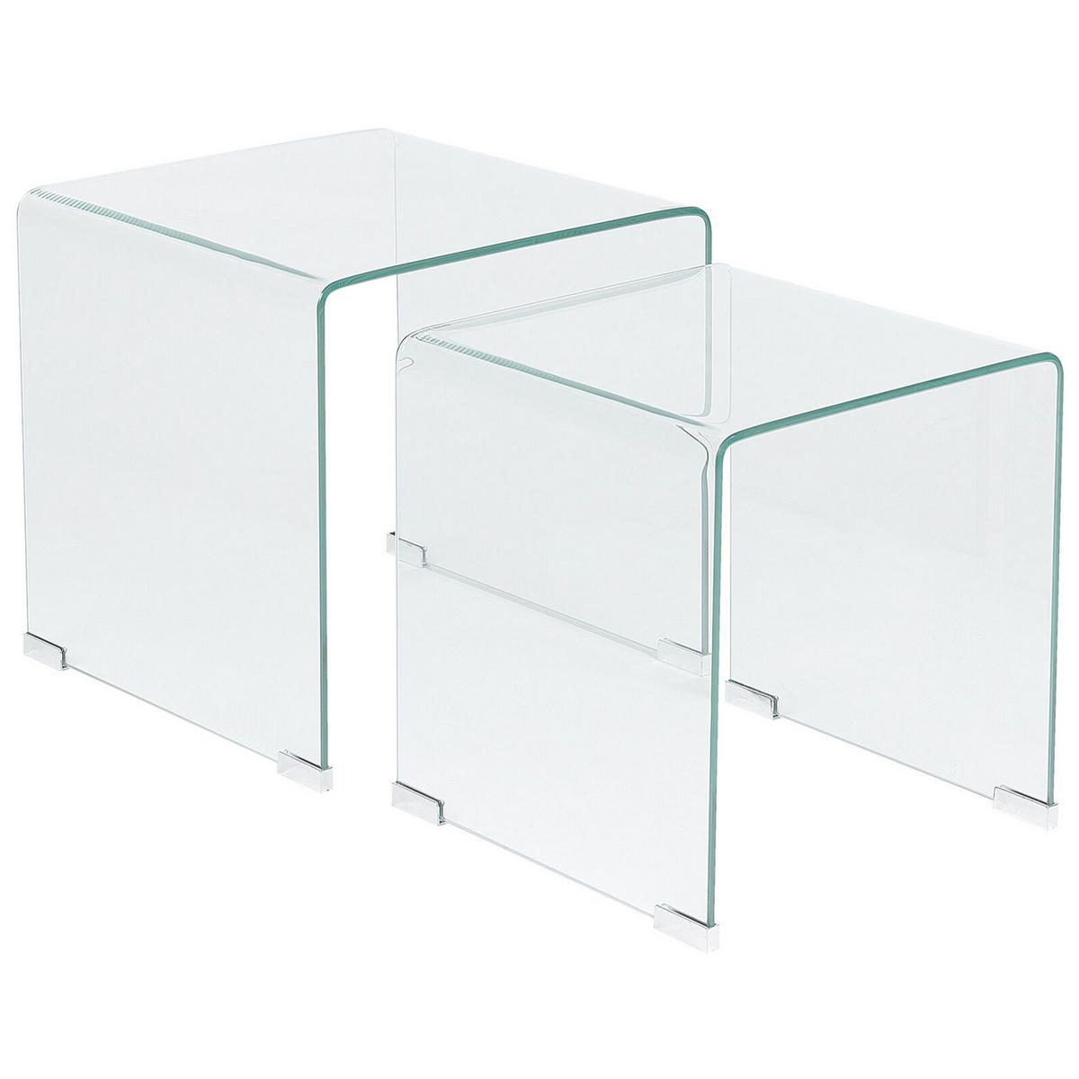 BEISTELLTISCH 2er-Set Rechteckig Transparent Kendall - Transparent, Glas (36/36cm) - Beliani