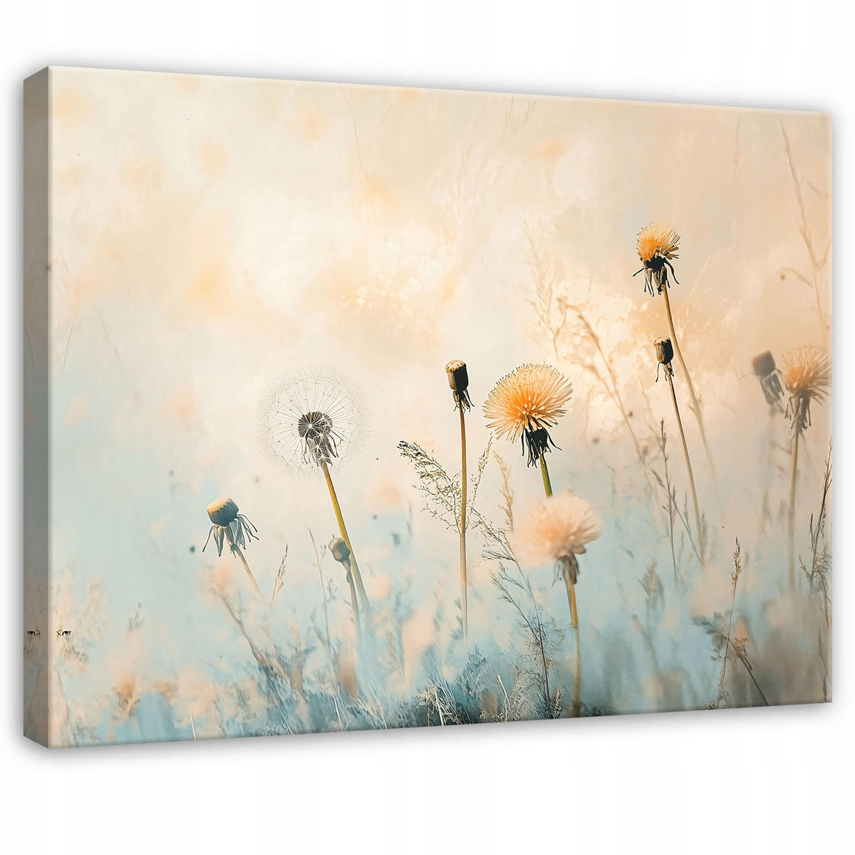BILDER Blumen Wiese Pastell Modern Wanddekoration Wohnzimmer 60x40 - Beige, Holzwerkstoff (60/40cm) - Wallarena