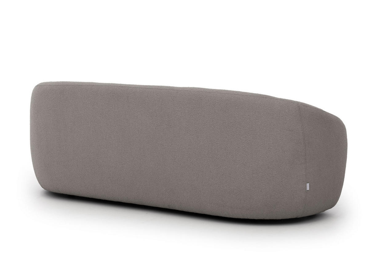 3-SITZER-SOFA Roundi Grau Bouclé - Schwarz/Grau, Holz/Kunststoff (208/76/80cm) - S-Style Möbel