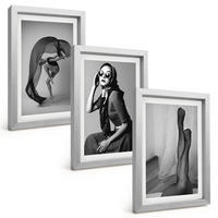 BILDER SET 3er Set - 20x30 cm Silberner Rahmen - Schwarz-Weiß-Porträts von Frauen - Silberfarben, Kunststoff (20/30cm) - TULUP