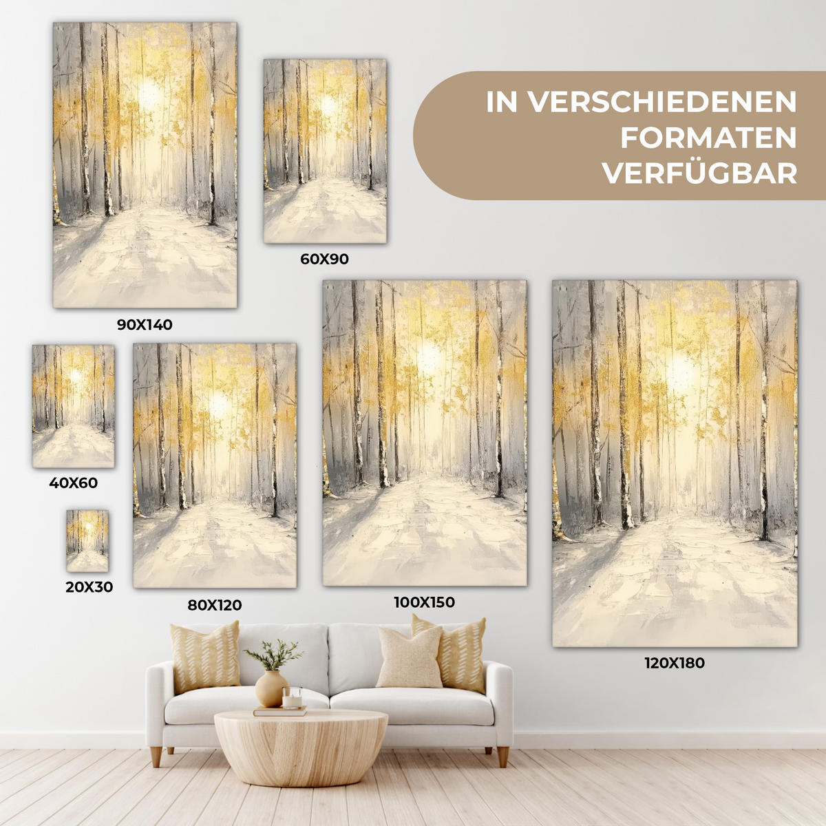 LEINWANDBILD Winter - Abstrakt - Schnee - Natur - Sonne 80x120 cm - Grau, Textil (80/120cm) - MuchoWow