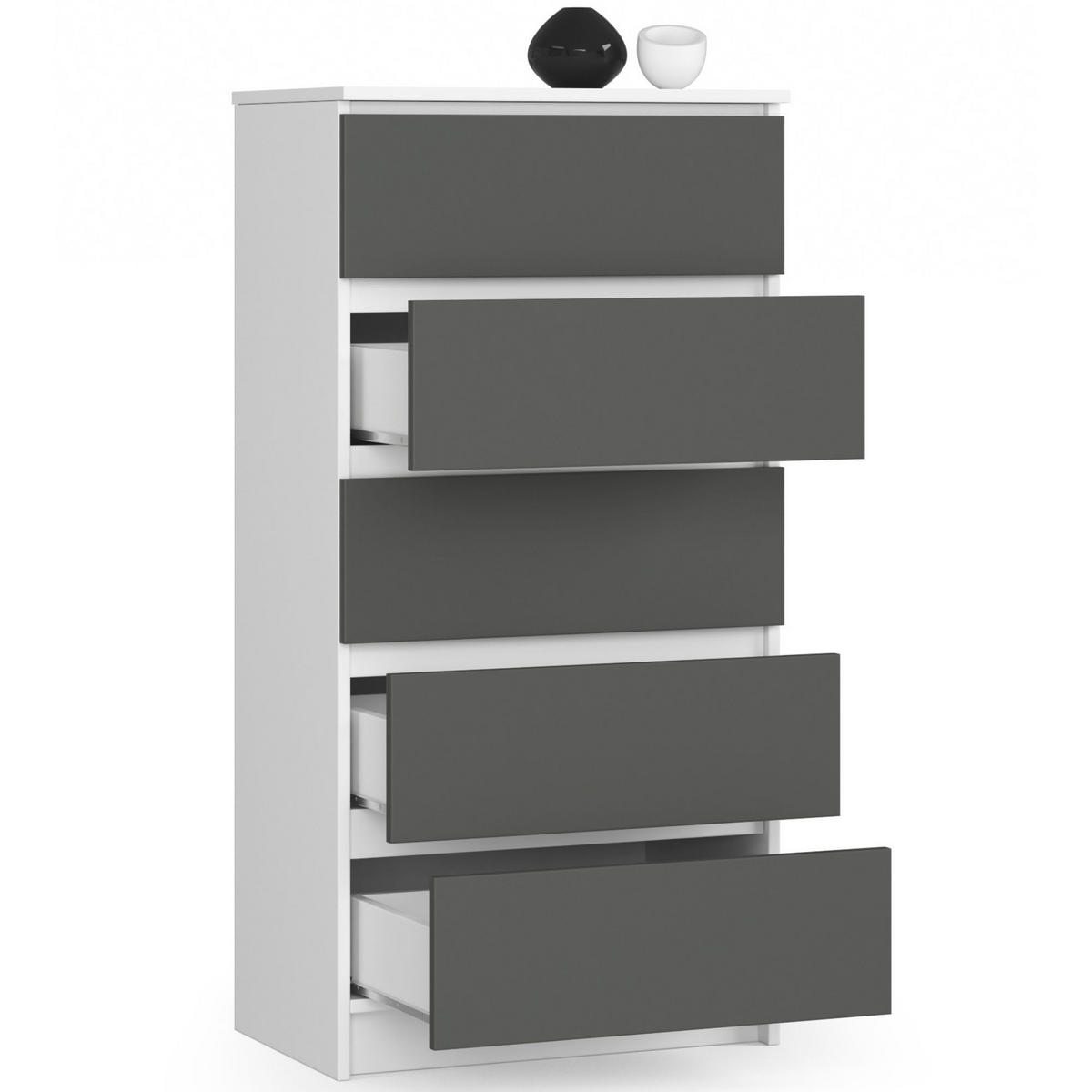 KOMMODE Weiß, Grau 60x40x121 cm - Weiß/Grau, Holzwerkstoff (60/121/40cm) - Akord