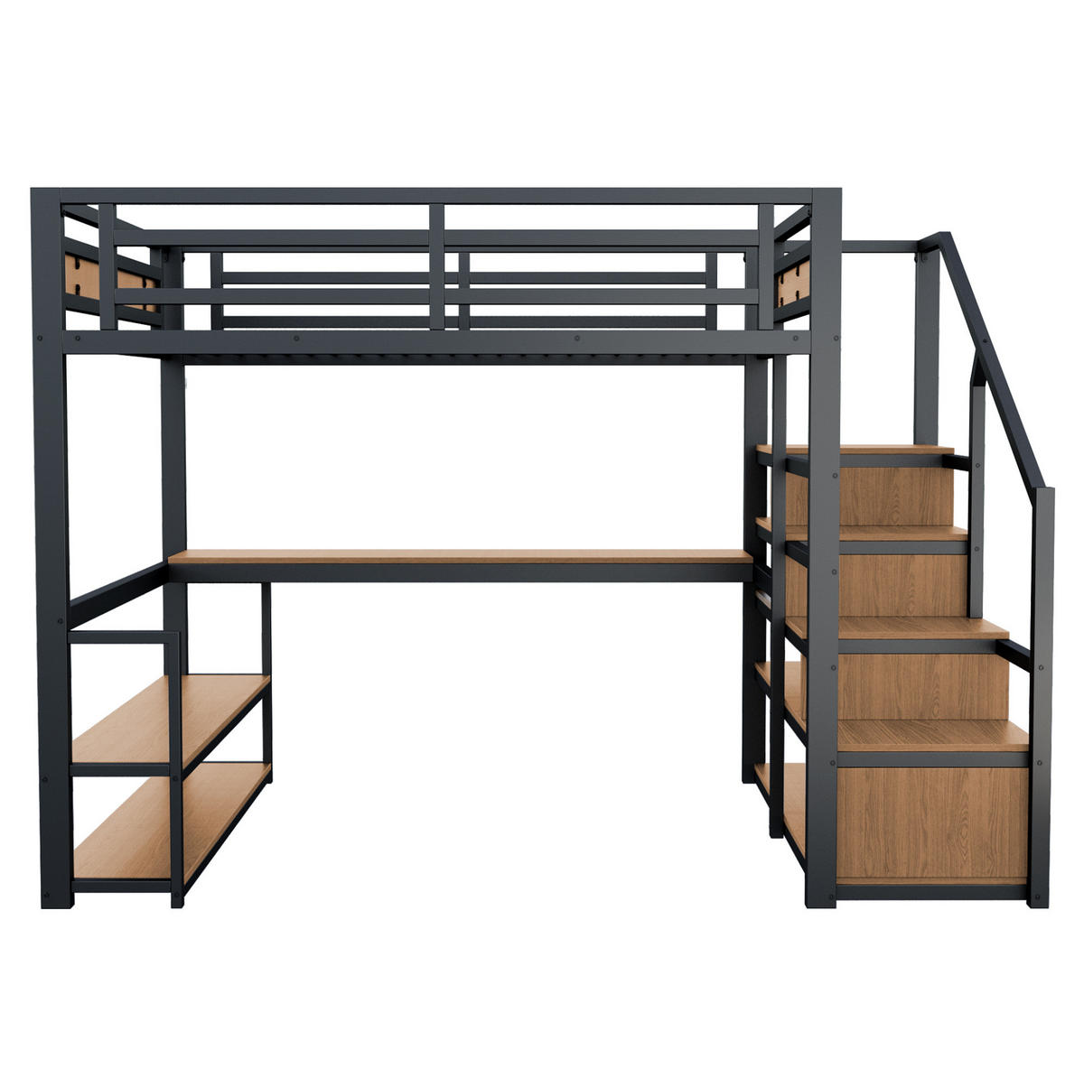 HOCHBETT 140/200 cm Schwarz mit Aufbewahrungsleiter und Tisch aus MDF - Schwarz, Metall (140/200cm) - OKWISH