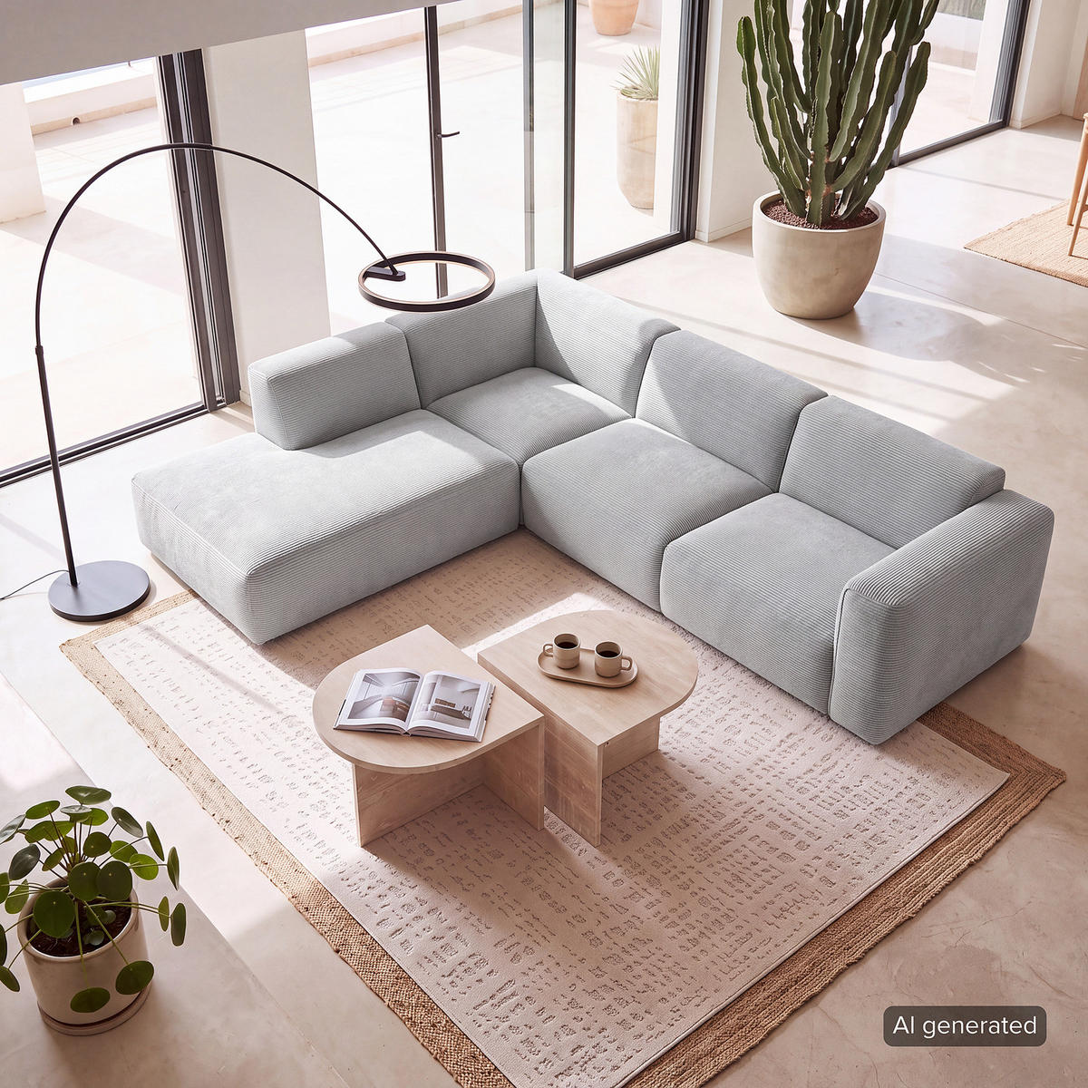 3-SITZER ECKSOFA mit Recamiere - Schwarz/Grau, Kunststoff/Textil (295/231cm) - home24