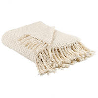 DECKE Helles Beige Malu 125/150 cm - Beige, Naturmaterialen/Textil (125/150cm) - Beliani