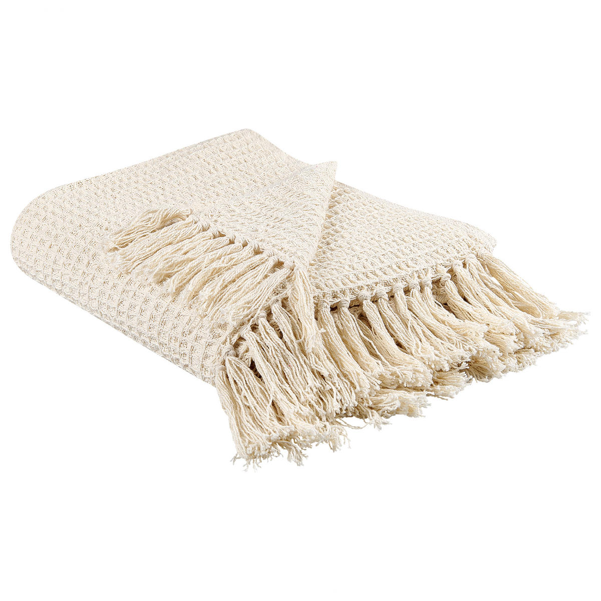 DECKE Helles Beige Malu 125/150 cm - Beige, Naturmaterialen/Textil (125/150cm) - Beliani