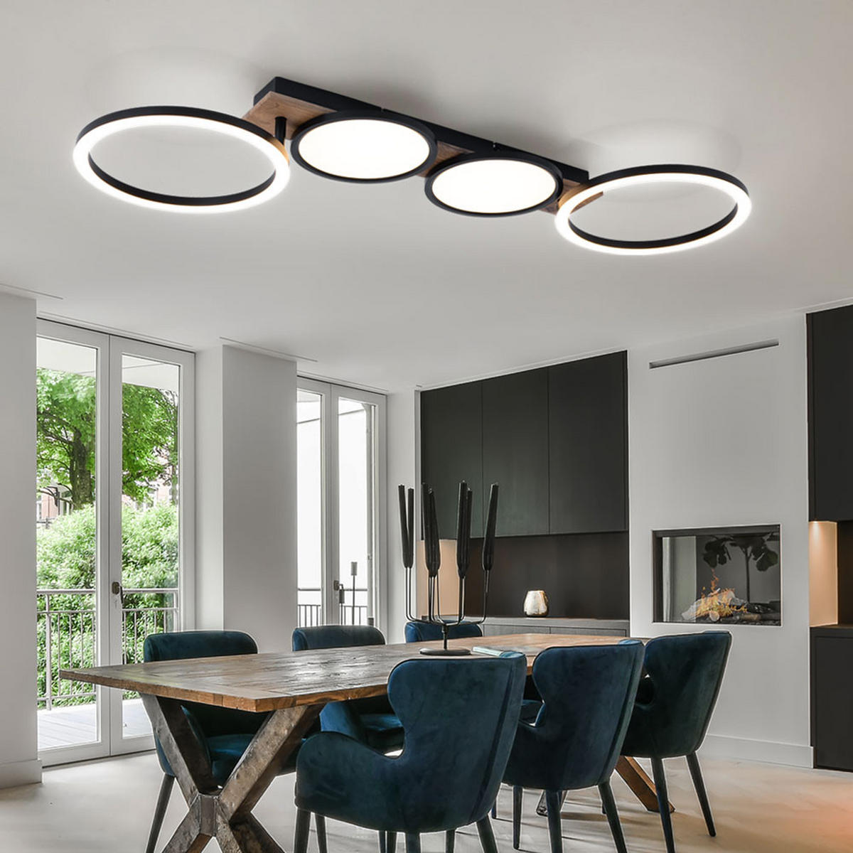 LED DECKENLEUCHTE Holzoptik Braun - Braun, Metall (108.5/30/11cm) - Globo Lighting