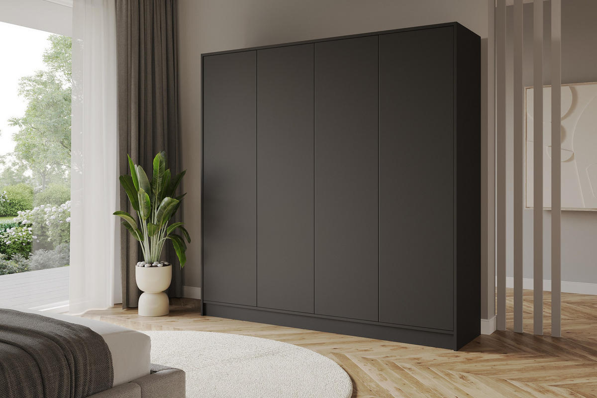 KLEIDERSCHRANK - GALA - 200 - Schwarz - Schwarz, Holzwerkstoff (200/200/51cm) - ALTDECOR