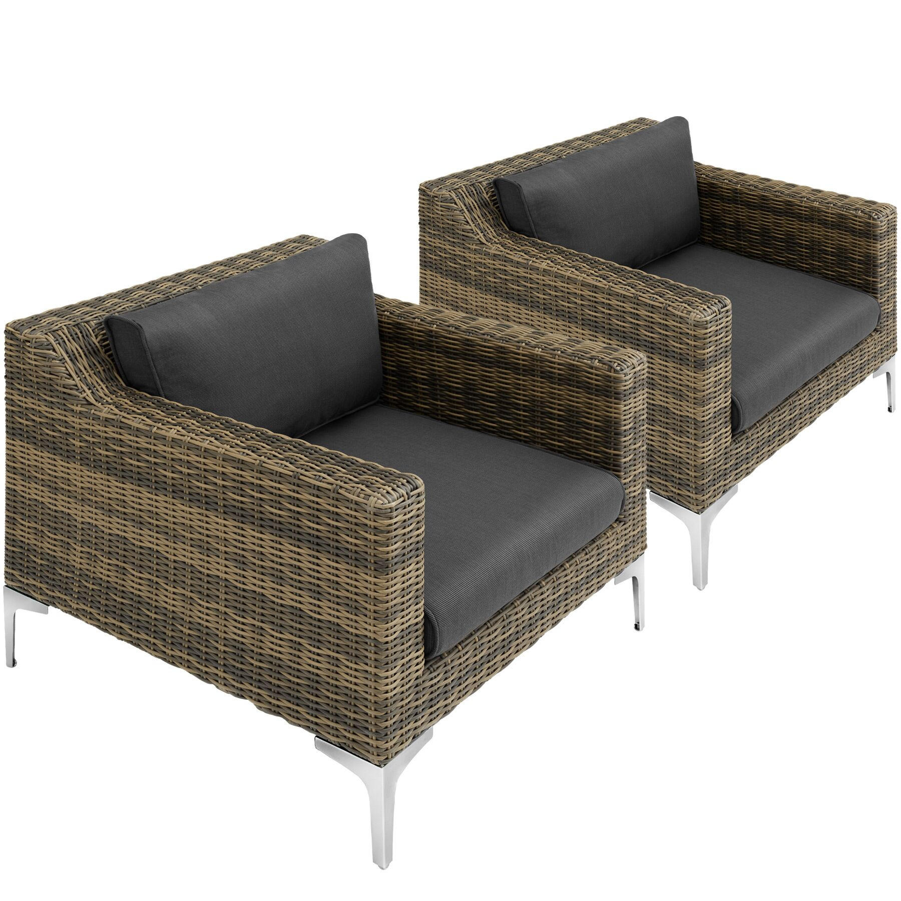 GARTEN-LOUNGE-SET Villanova,kein Aufbau,anthrazit-meliert - Anthrazit, Kunststoff - tectake