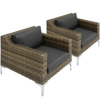 GARTEN-LOUNGE-SET Villanova,kein Aufbau,anthrazit-meliert - Anthrazit, Kunststoff - tectake