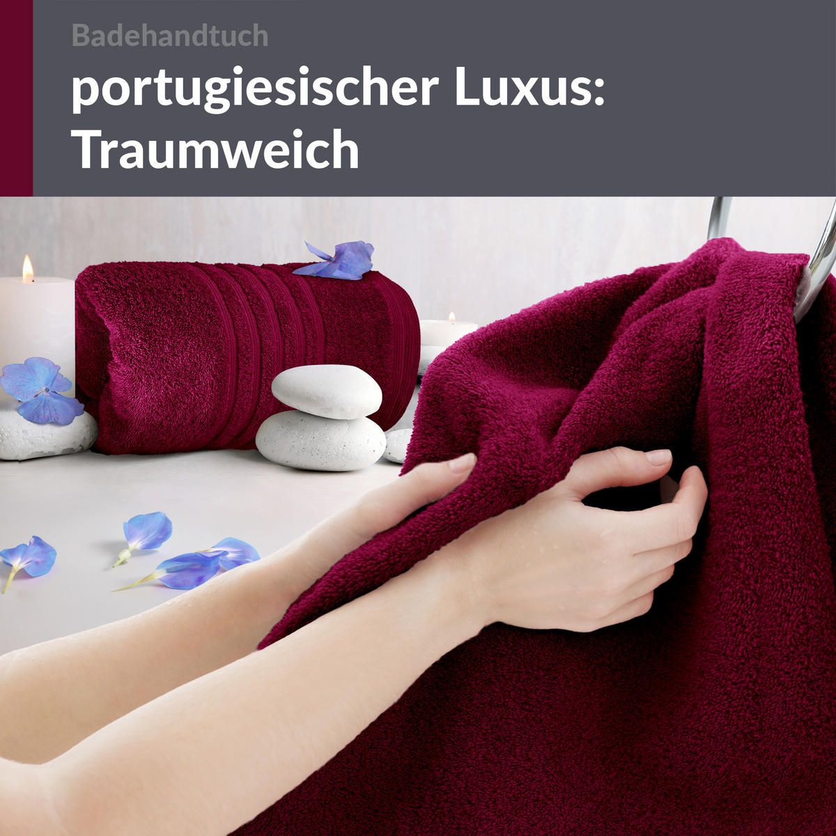 BADETUCH London Kirsch Rot 2er Set 100x150 - Kirschrot, Textil (100/150cm) - Lashuma
