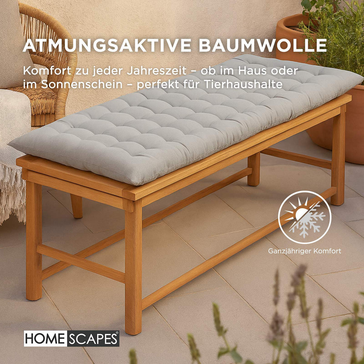BANKAUFLAGE 2-Sitzer grau 108/42/5 cm - Grau, Textil (108/42/5cm) - Homescapes
