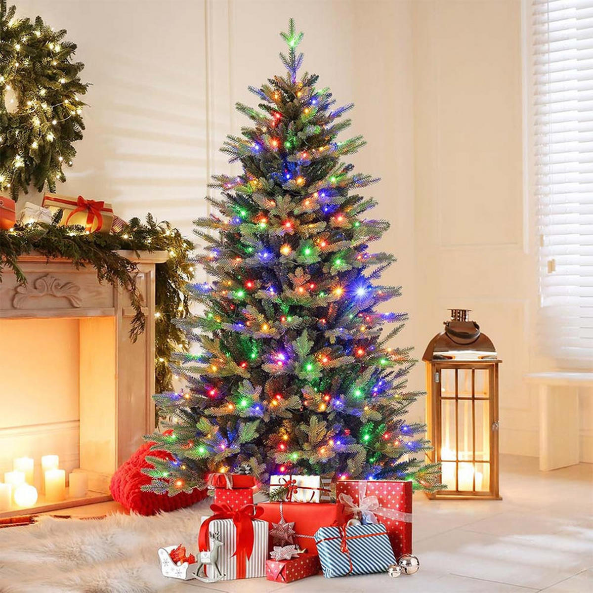WEIHNACHTSBAUM mit 11 Lichtmodi 180cm Grün - Grün, Metall (180cm) - COSTWAY