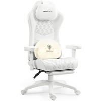GAMING Stuhl &Massage-Wärmefunktion, atmungsaktivem Taschenfederkissen - Weiß, Leder (60/127/60cm)