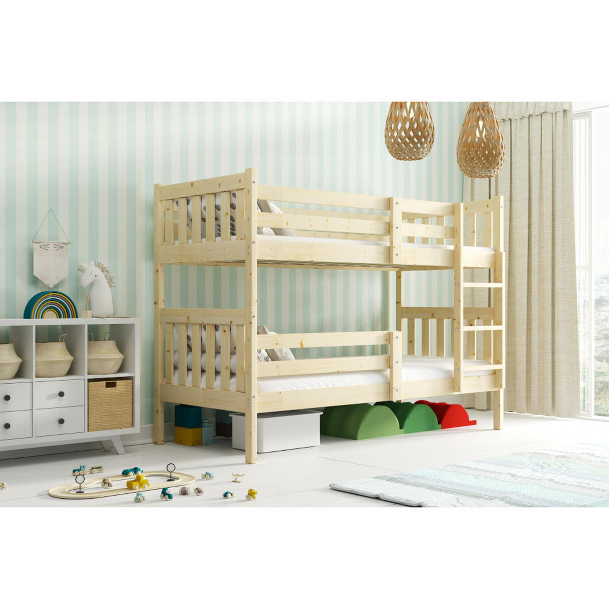 ETAGENBETT Kaspar mit Rausfallschutz Naturholz - Naturfarben, Holz (90/200cm) - Interbeds
