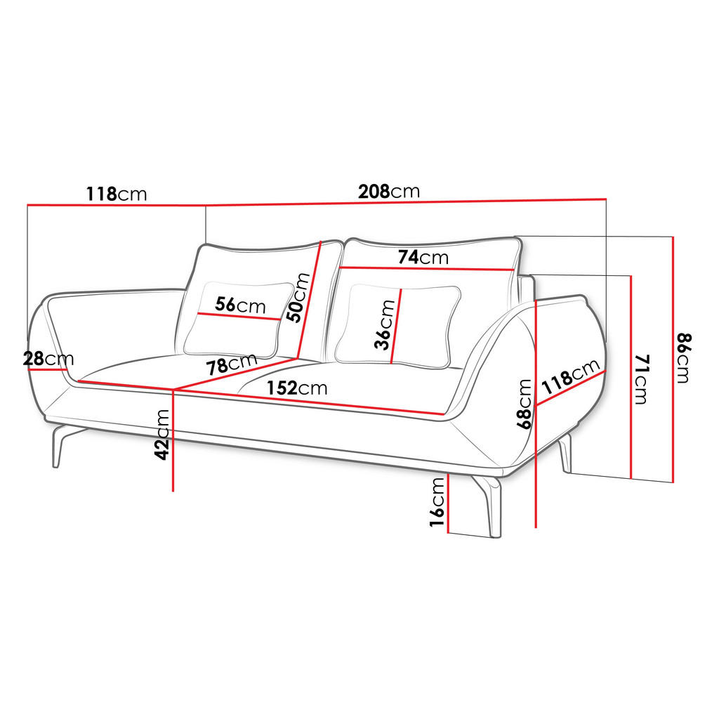 Thumbnail - Mirjan24 Sofa, Natur, Textil, 2-Sitzer, Rechteckig, 208x86x118 cm, Wohnzimmer, Sofas & Couches, Sofas