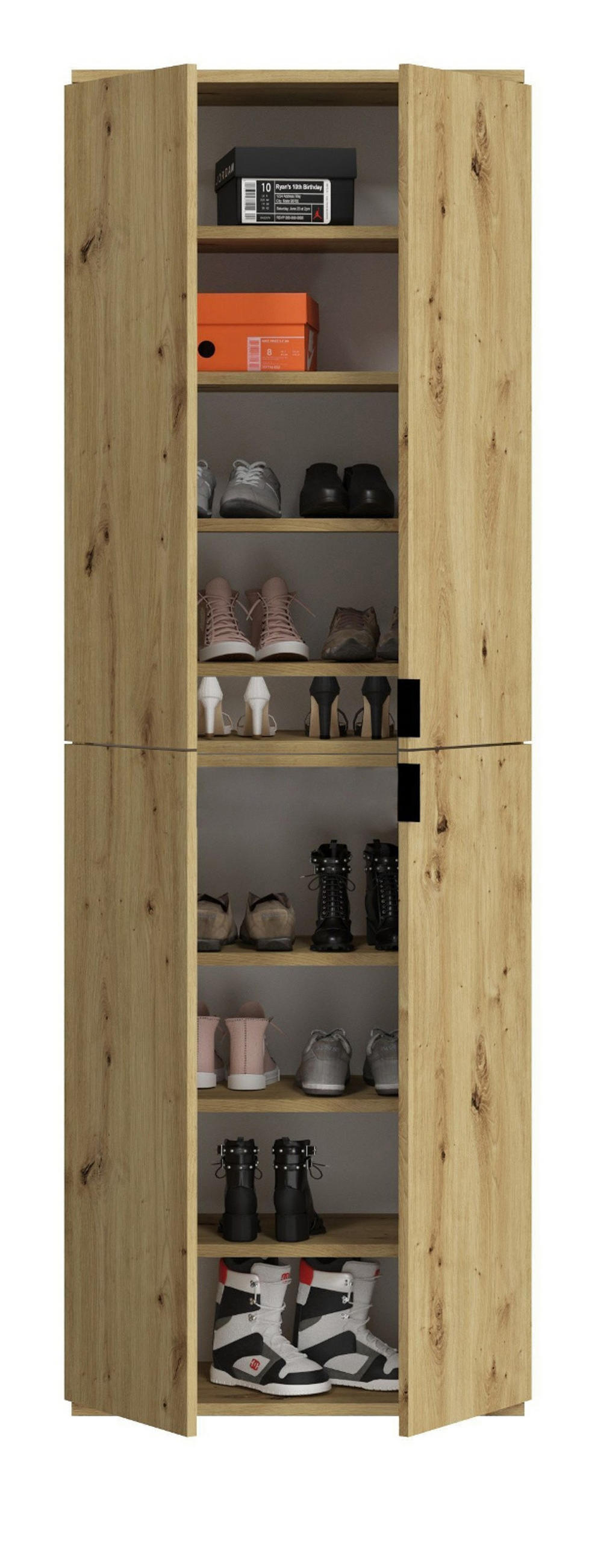 GARDEROBENSCHRANK Eiche 61 cm, Flurschrank mit flexibler Inneneinteilung - Schwarz/Eiche Artisan, Holzwerkstoff/Kunststoff (61/193/34cm) - Inn.Furn