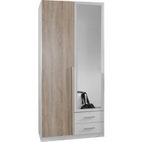 DREHTÜRENSCHRANK Skate Weiß mit Eiche Sägerau 91x197x58 cm BxHxT Kleiderschrank - Weiß, Holzwerkstoff (80/200/120cm)