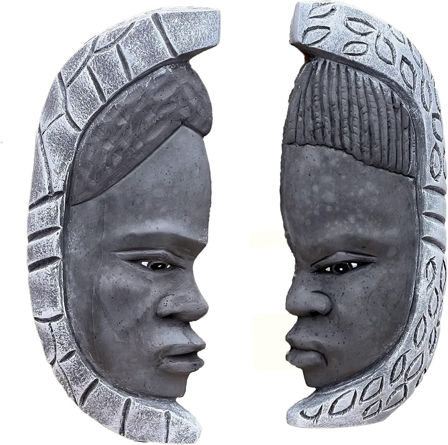 STEINFIGUR Loango Kongo afrikanischer Wandschmuck frostfest Steinguss - Grau, Stein (11/4/27cm) - stoneandstyle