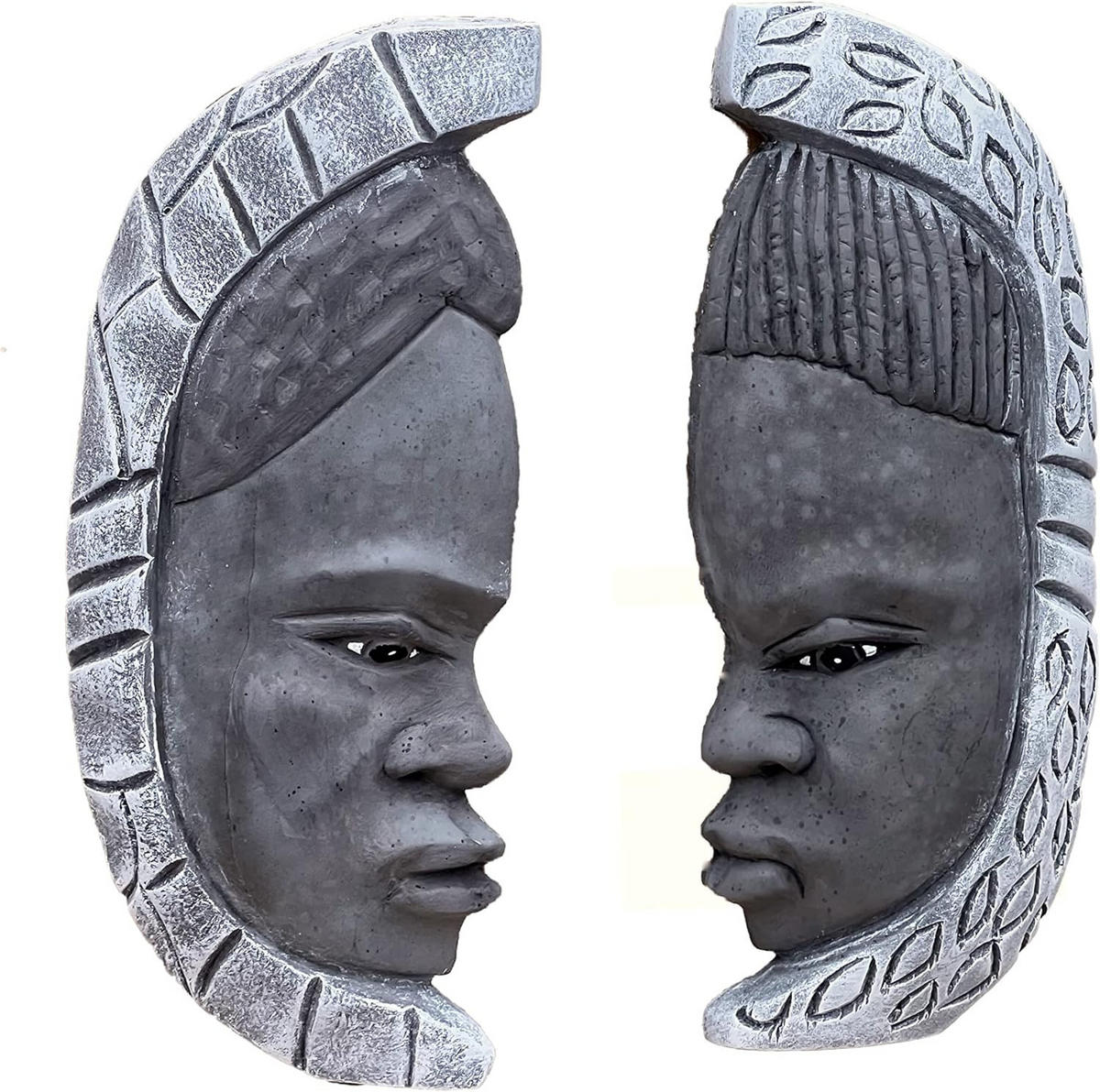 STEINFIGUR Loango Kongo afrikanischer Wandschmuck frostfest Steinguss - Grau, Stein (11/4/27cm) - stoneandstyle