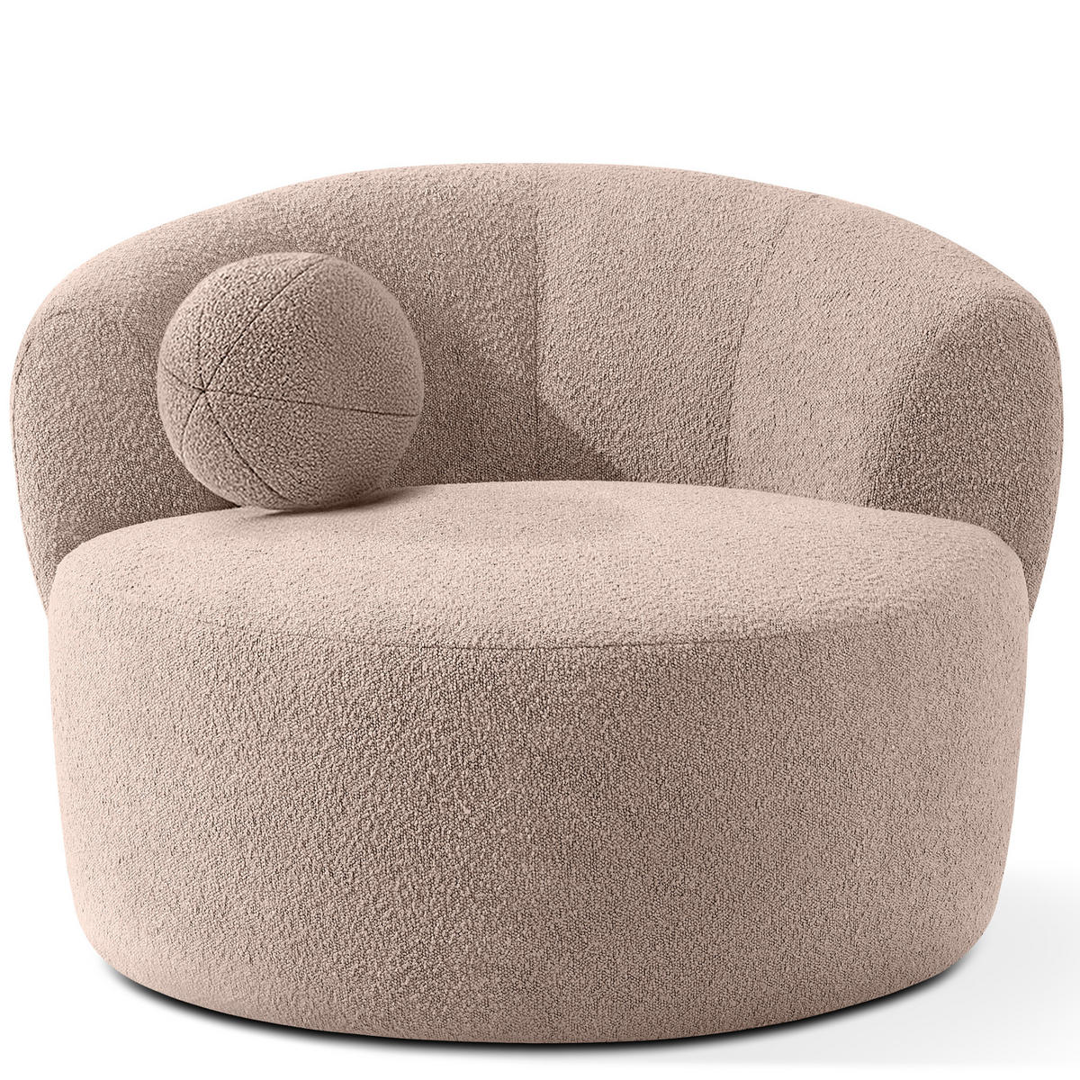 DREHSESSEL VIRA, Rosa, Bouclé - Pink/Schwarz, Holz/Holzwerkstoff (105/76/100cm) - KONSIMO®
