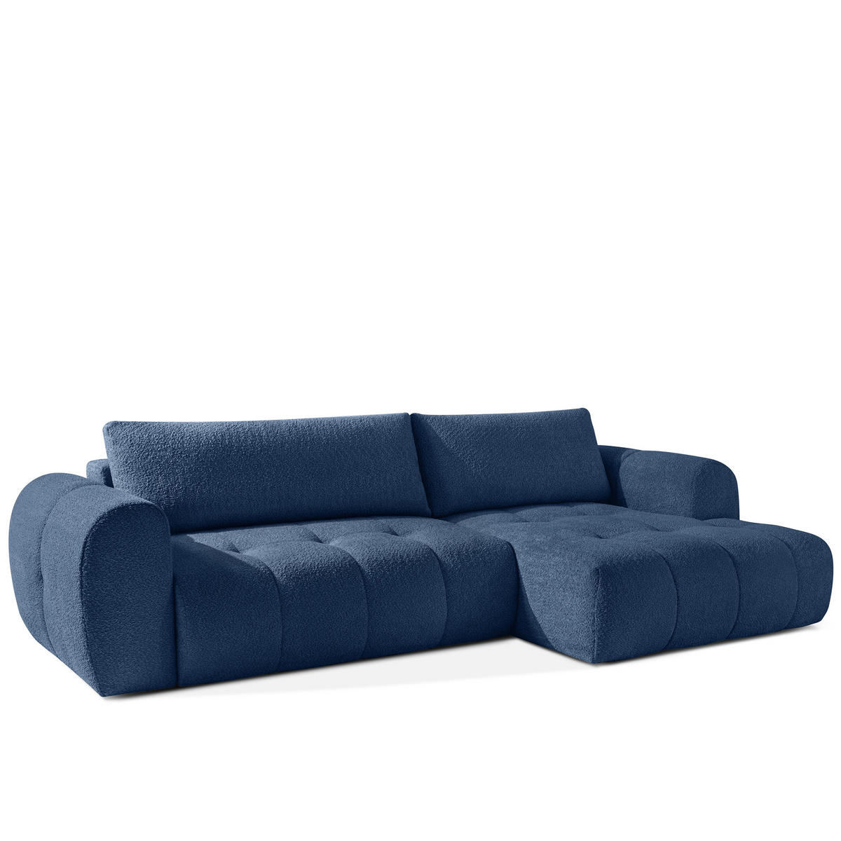 ECKSOFA RECHTS LIRA, Dunkelblau, Bouclé - Dunkelblau, Holz/Holzwerkstoff (295/112cm) - KONSIMO®