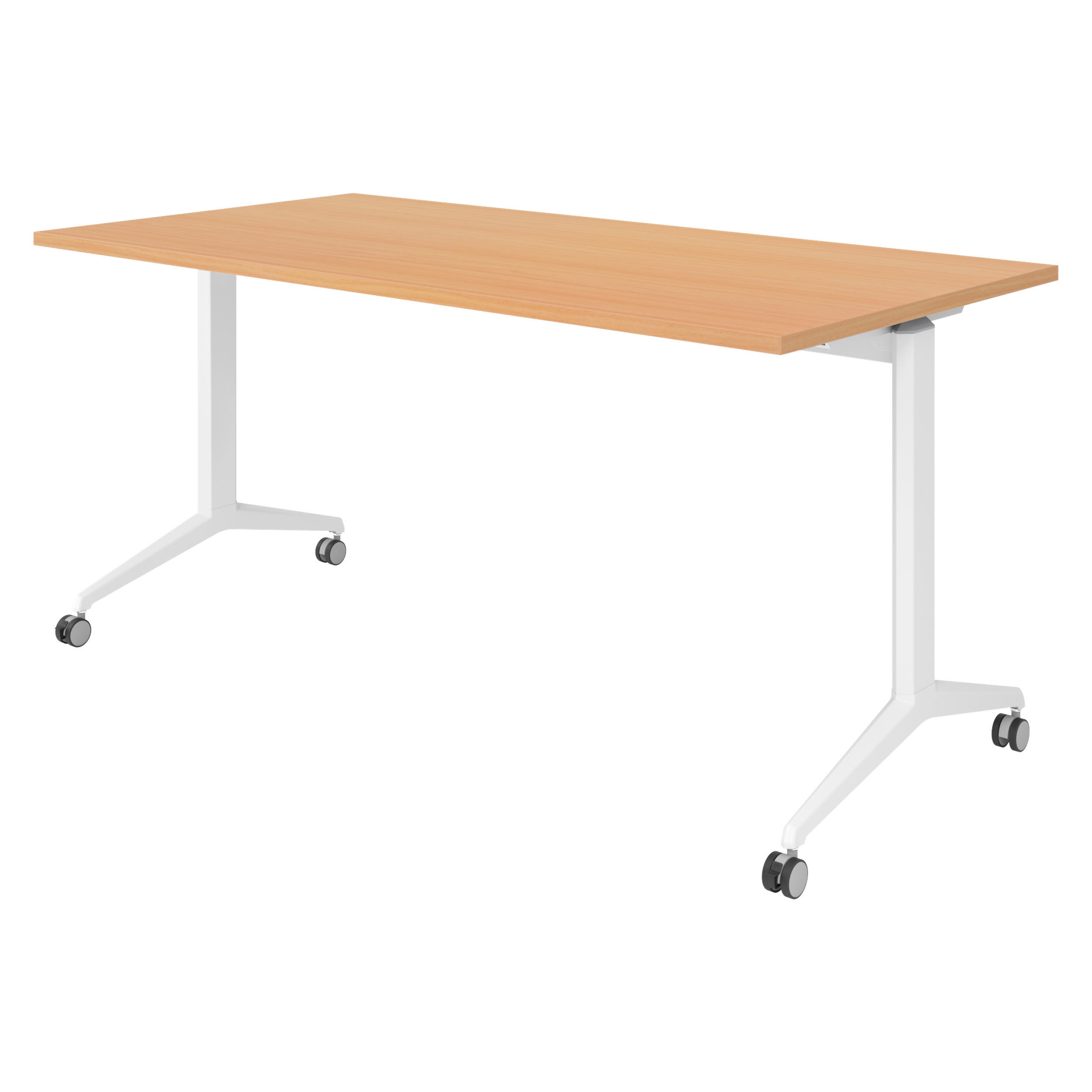 SEMINARTISCH klappbar & fahrbar 80/160/75 cm in Buchefarben/Weiß - Buchefarben/Weiß, Holzwerkstoff (80/160/75cm) - bümö