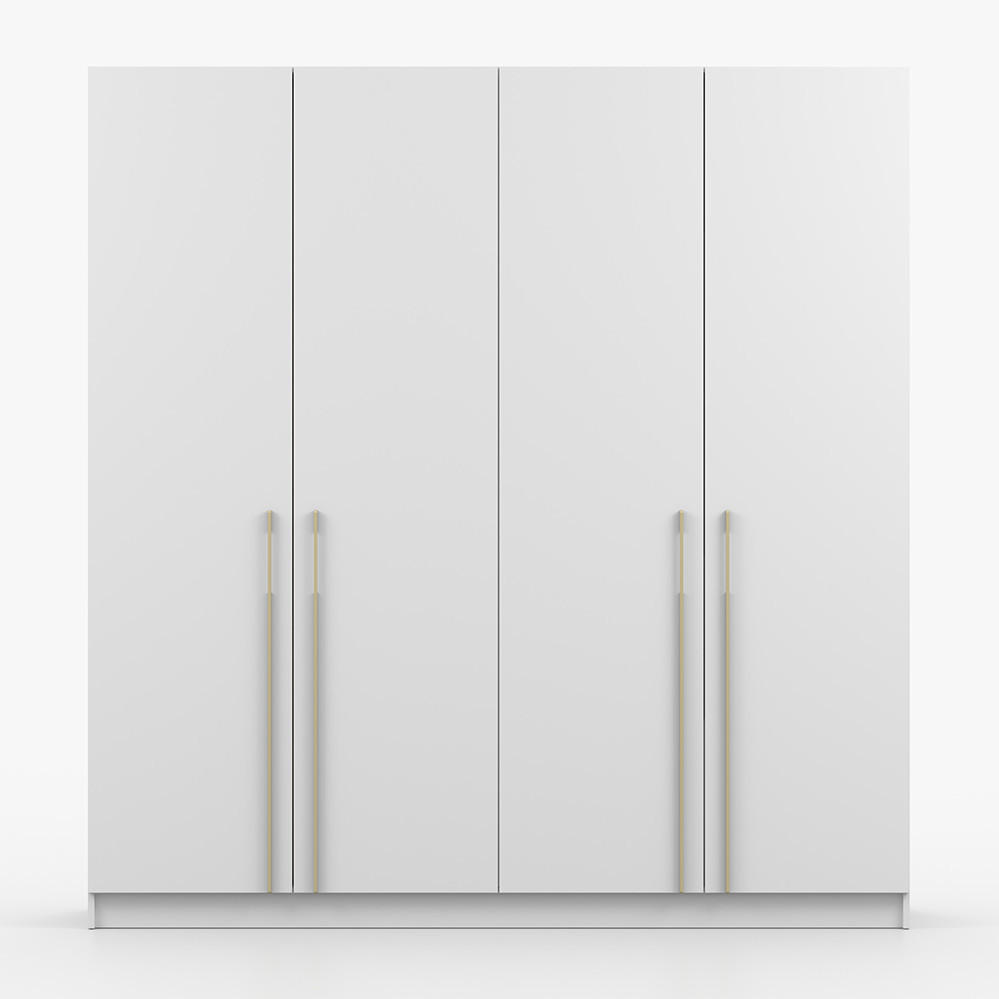 200/210/57 cm 4-türig Drehtürenschrank ROSA 4D Weiß - Goldfarben/Weiß, Holzwerkstoff/Metall (200/210/57cm) - imoebel24