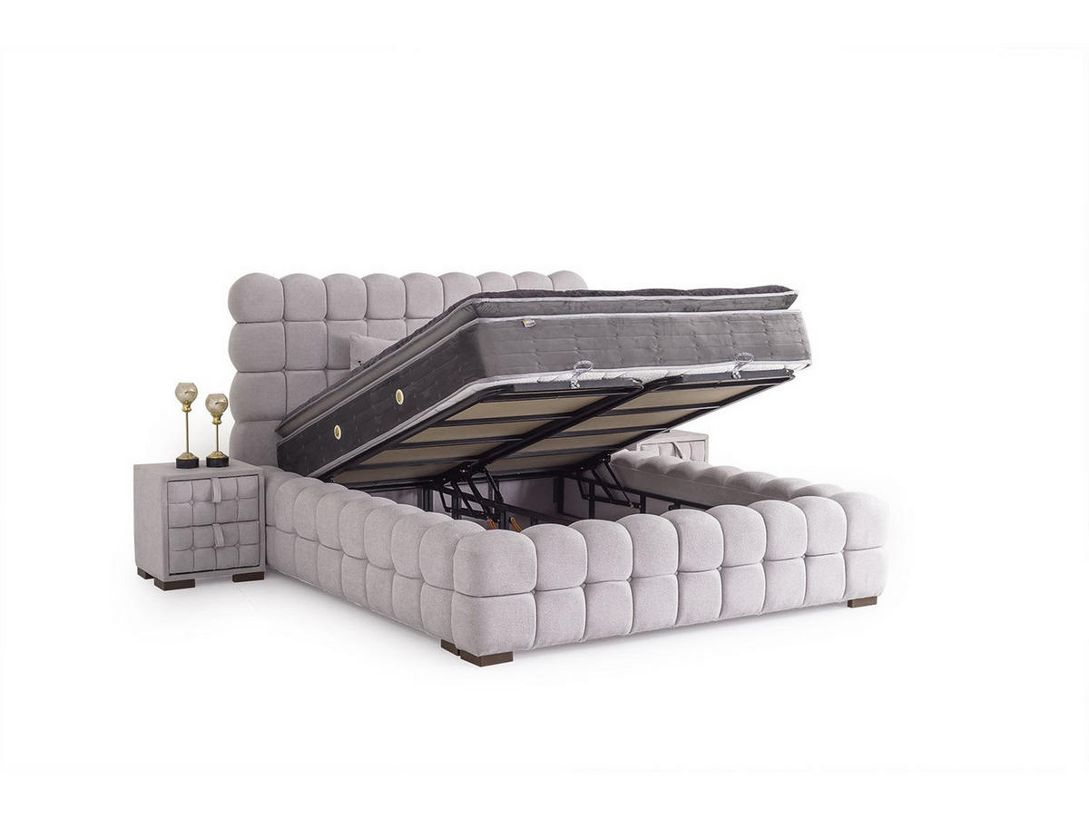 POLSTERBETT Helen 180x200 Grau - Grau, Textil/Metall (180/200cm) - Villa Möbel