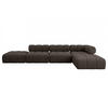 ECKSOFA modulares Sofa Kerru-L2 - 380x190x70 cm Braun Velours - Braun, Holzwerkstoff/Textil (380/190cm) - ALTDECOR