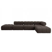 ECKSOFA modulares Sofa Kerru-L2 - 380x190x70 cm Braun Velours - Braun, Holzwerkstoff/Textil (380/190cm) - ALTDECOR