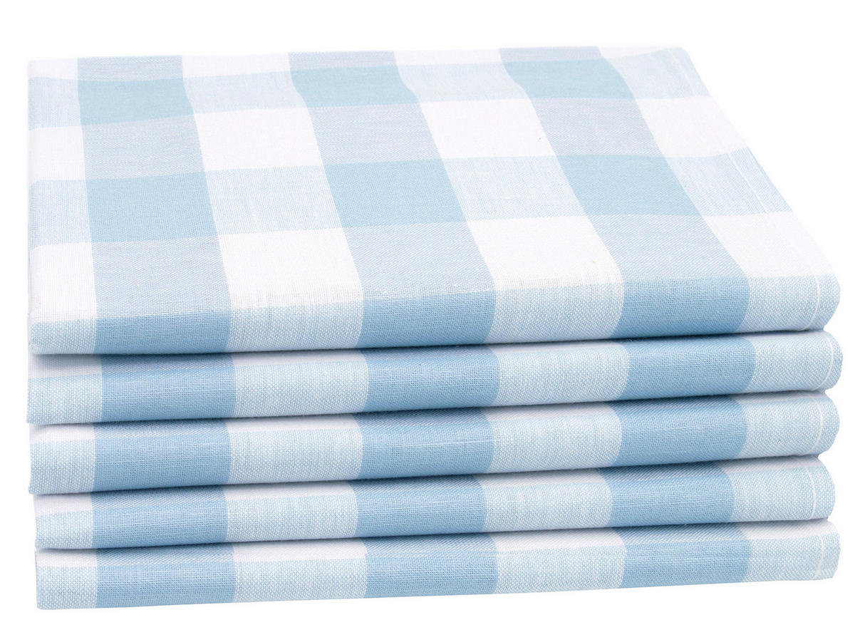 GESCHIRRTÜCHER, 5er-Set, 50x70 cm, 50% Baumwolle, 50% Leinen, Blau - Hellblau, Textil (50/70cm) - Zollner