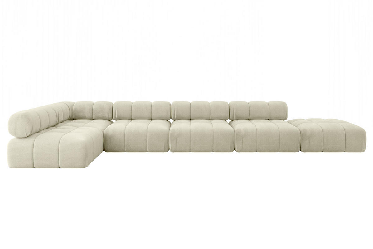 ECKSOFA modulares Sofa Favio-L3 - 475x190x70 cm Beige Velours - Beige, Holzwerkstoff/Textil (475/190cm) - ALTDECOR