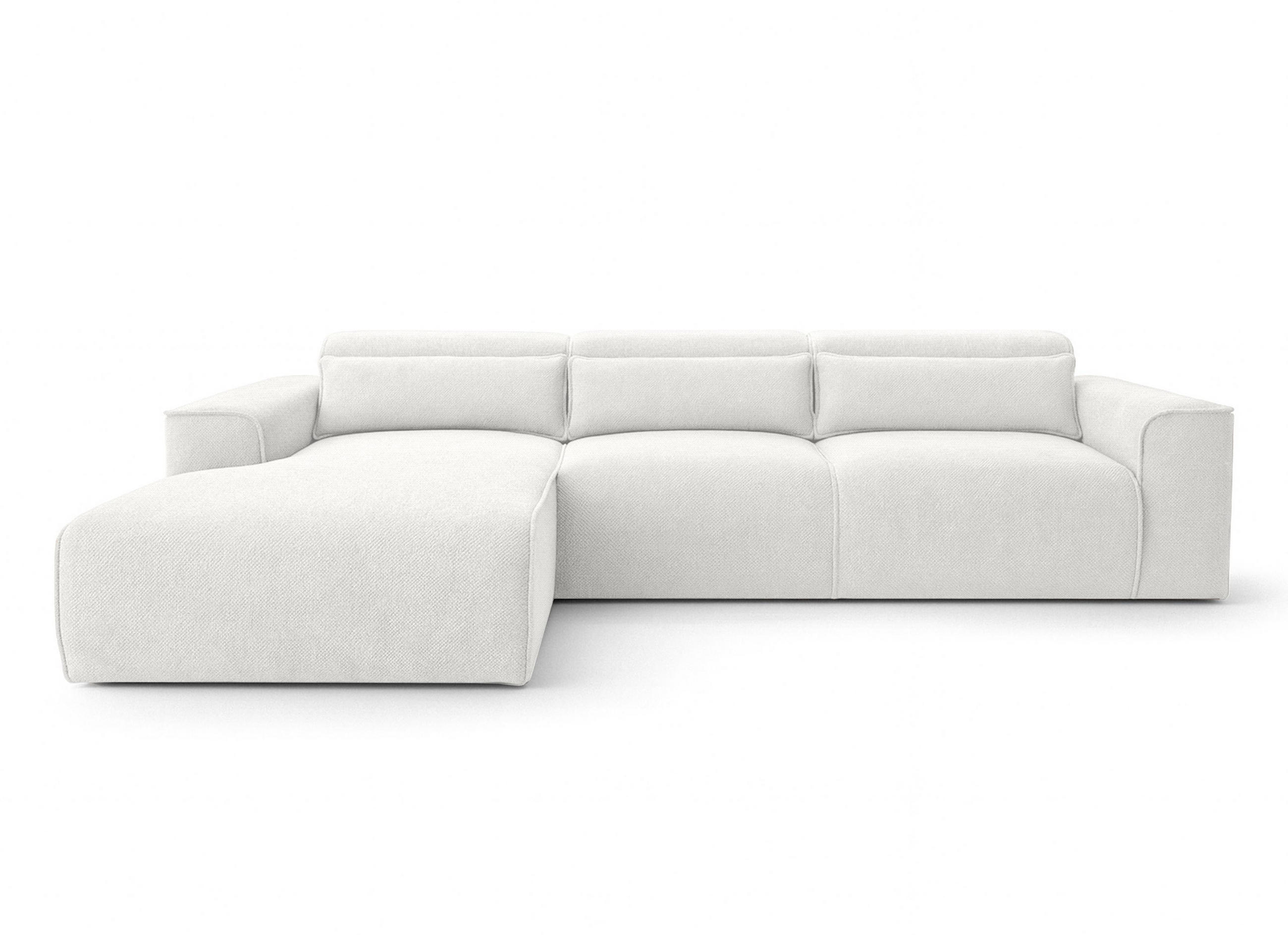 ECKSOFA L Form Ruyam Perlweiß 310/165/78 cm – Schlaffunktion Links - Schwarz/Weiß, Kunststoff/Textil (170/310cm) - AX Living