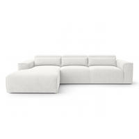 ECKSOFA L Form Ruyam Perlweiß 310/165/78 cm – Schlaffunktion Links - Schwarz/Weiß, Kunststoff/Textil (170/310cm) - AX Living