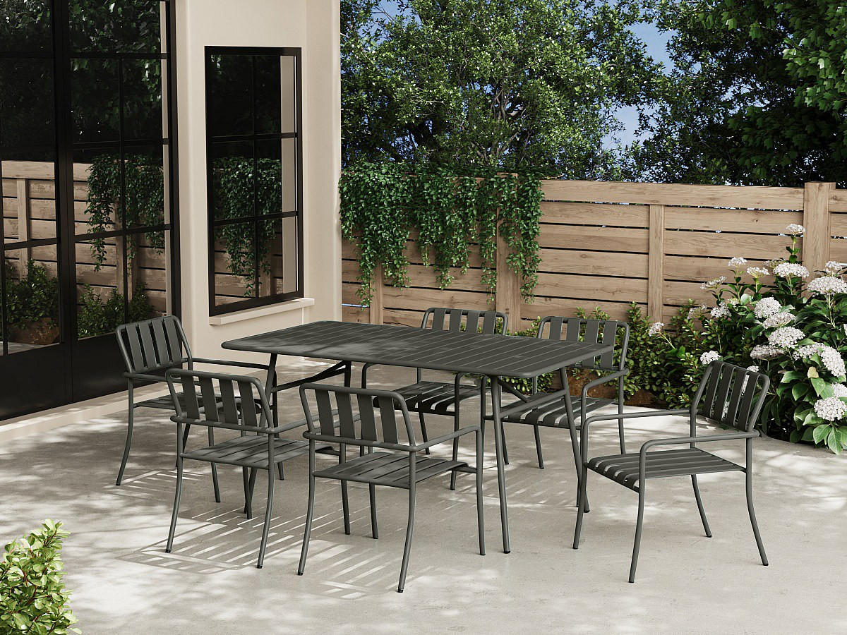 GARTENSESSEL stapelbar 2er-Set - Metall - Anthrazitgrau - BIRMOS von MYLIA - Anthrazit, Metall (56/81.5/65cm) - Vente-Unique
