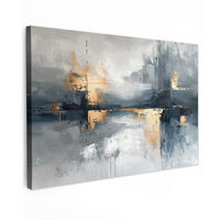 LEINWANDBILD Kunst - Grau - Gold - Abstrakt XXL 150x100 cm - Dunkelgrau, Textil (150/100cm) - MuchoWow