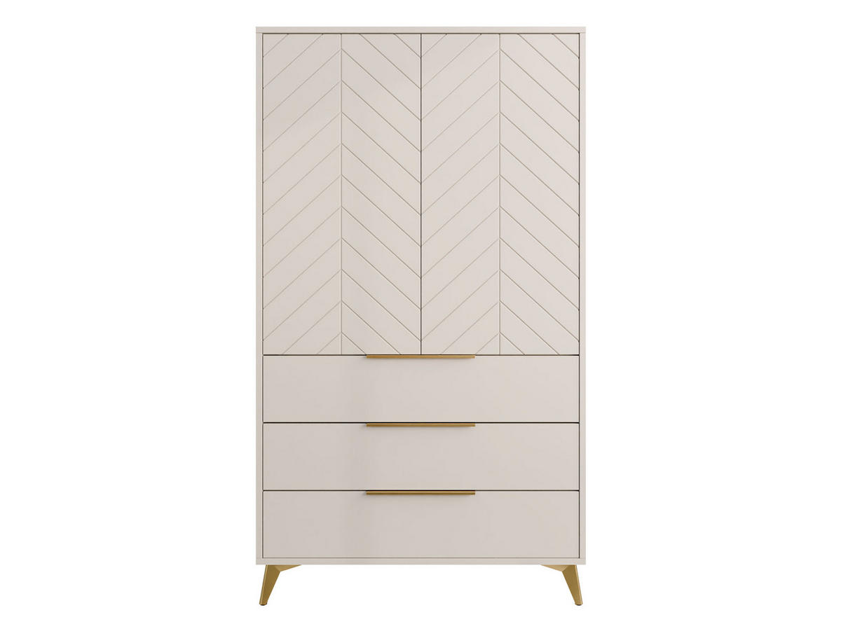 KLEIDERSCHRANK Xylix 2D3SZ - Beige/Goldfarben, Holzwerkstoff/Metall (104/180/40cm) - MIRJAN24